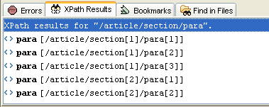XPath matched nodes displayed in Output pane of Exchanger XML Editor